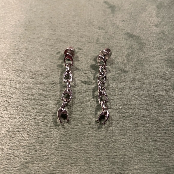Silver Coach Linear Chain Earrings - Picture 2 of 4